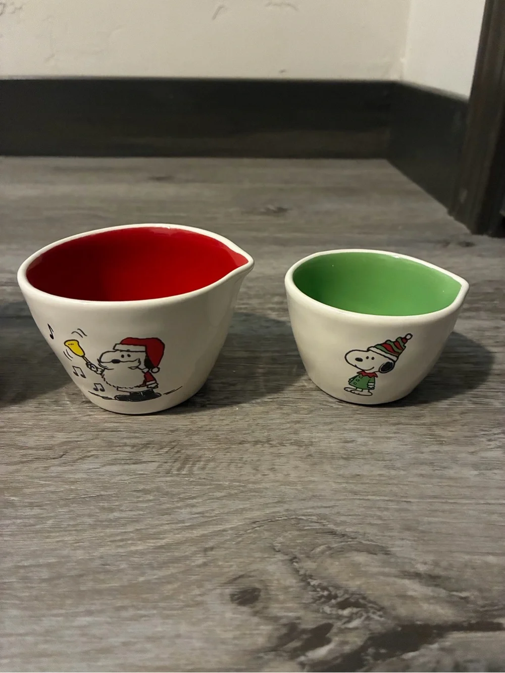 Rae Dunn snoopy Christmas double sided measuring cups